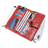 Гаманець шкіряний чоловічий клатч. Портмоне гаманець з натуральної шкіри червоний, фото 3