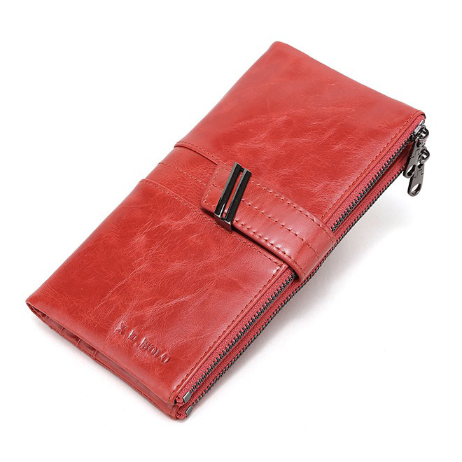 Гаманець шкіряний чоловічий клатч. Портмоне гаманець з натуральної шкіри червоний, фото 1