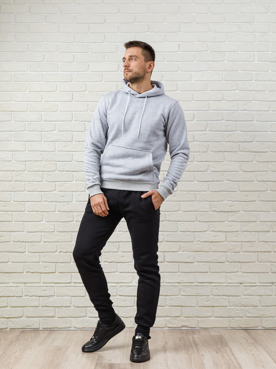 Теплий чоловічий спортивний костюм, сіра худі та теплі спортивні штани (колір на вибір), фото 1