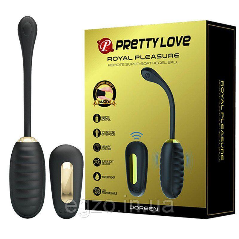 Виброяйцо з рельєфним дизайном PrettyLove ROYAL PLEASURE з пультом ДУ, фото 1