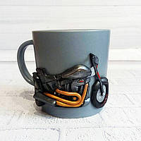Чашка для мотоциклиста (байкера) Декор кружки полимерной глиной Ручная работа