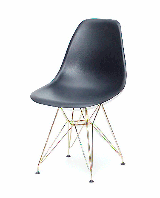 Стул Nik GD-ML черный 04 на золотых металлических ножках, дизайн Eames DSR Eiffel Gold Leg, код 9124