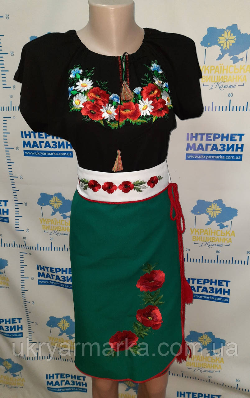 Українська спідниця на запах вишита "Літній букет"
