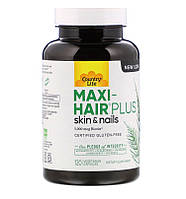 Maxi-Hair Plus, витамины для волос, Country life 120 вегетарианских капсул