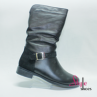 Напівчоботи жіночі шкіряні зимові чорного кольору  «Style Shoes»