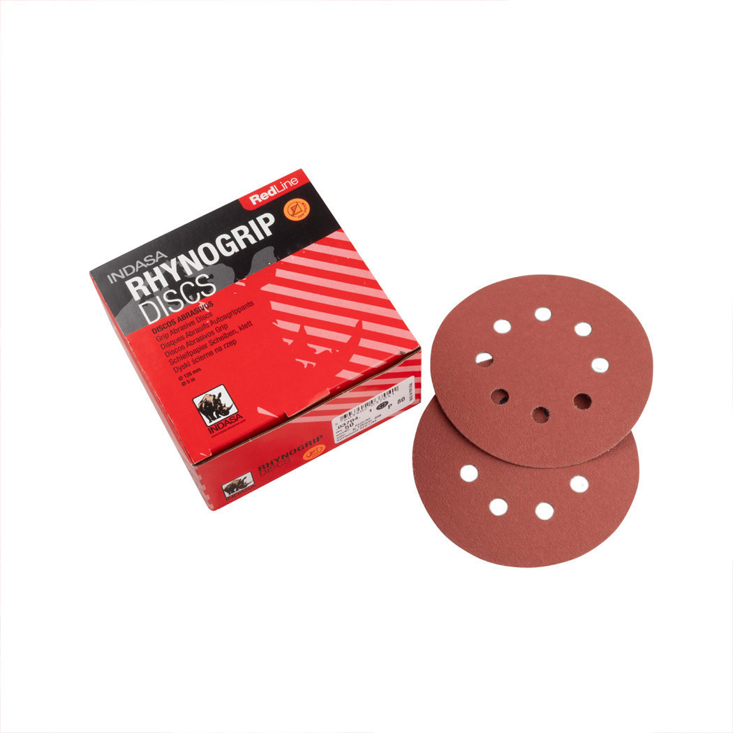 Абразивний диск INDASA D125 mm 8HI P180 RHYNOGRIP RED LINE (Португалія) (50шт)
