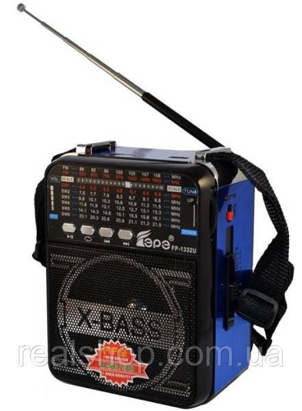 Радіоприймач EPE FP-1332U FM/AM/SW/USB/microSD(TF) LED ліхтарик Синій