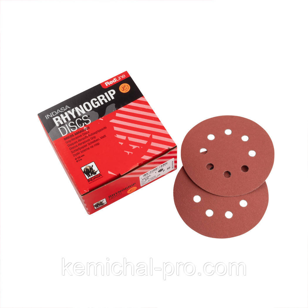 Абразивний диск INDASA D125 mm 8HI P400 RHYNOGRIP RED LINE (Португалія) (50шт)