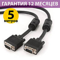 VGA кабель 5 метра Cablexpert VGA3+ 9C HD15M с 2-мя ферритовыми кольцами (CC-PPVGA-5M-B)