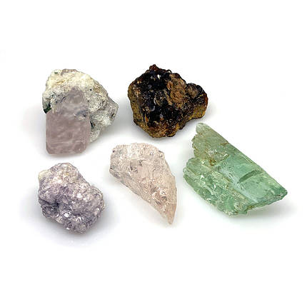Небработанные камені кунцит, кварц морганіт, фото 2