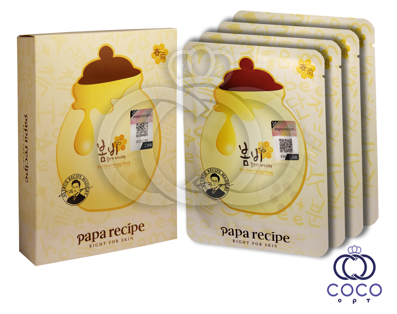 Корейська тканинна маска Papa Recipe Bombee Honey Mask з медом і прополісом (10 штук), фото 1