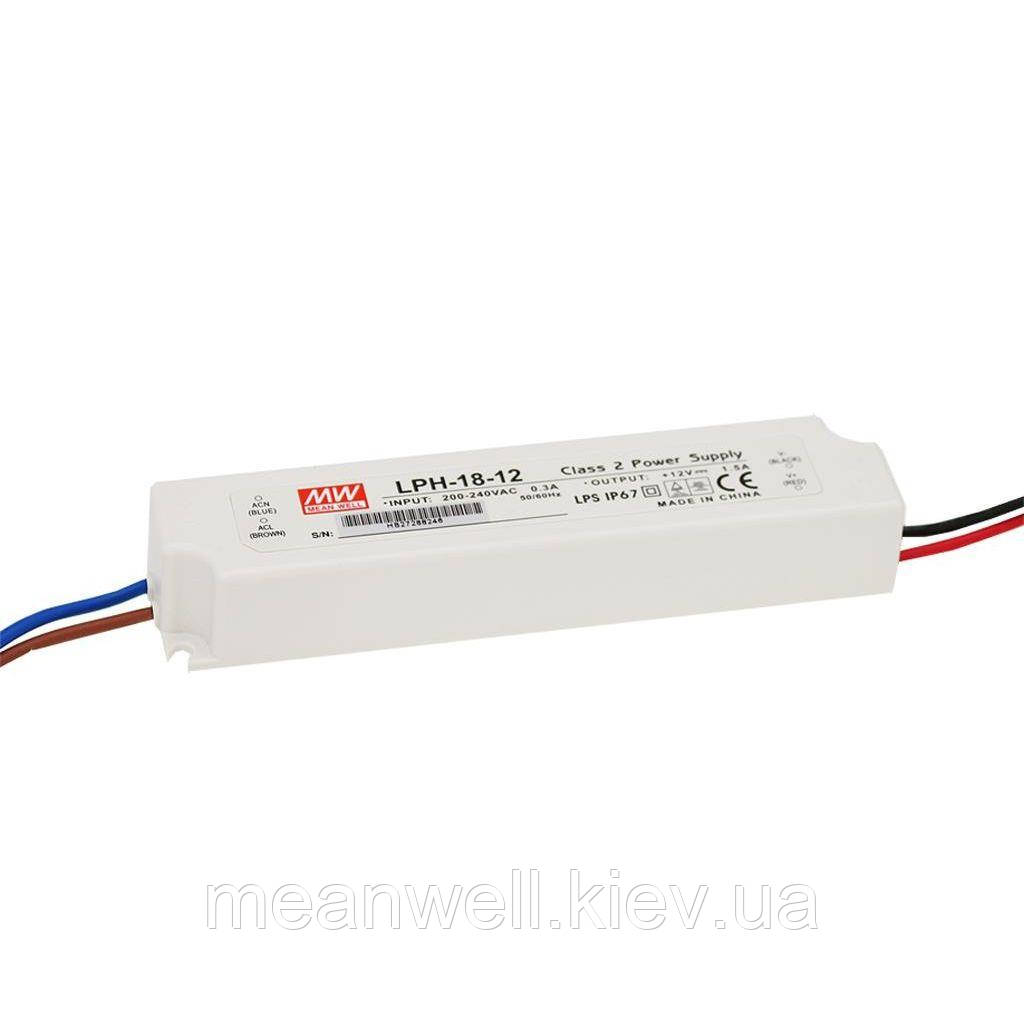 LPH-18-12 Блок живлення Mean Well 18вт,12в,1,5 А драйвер світлодіода, фото 1