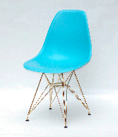 Стул Nik GD-ML голубой 50 на золотых металлических ножках, дизайн Eames DSR Eiffel Gold Leg, код 9131