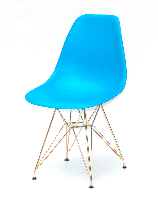 Стул Nik GD-ML голубой 51 на золотых металлических ножках, дизайн Eames DSR Eiffel Gold Leg, код 9130