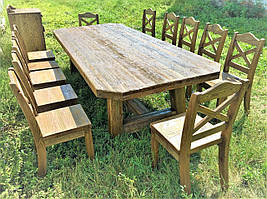 Antiker Holztisch 3200x1500 mm für Cafés, Hütten vom Hersteller. Holztisch 20