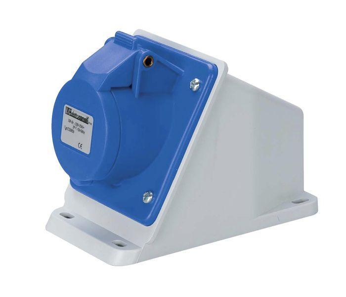 Розетка настінна EC692521, IP44 (32A, 240V, 2P+PE) Elettrocanali (похила), фото 1