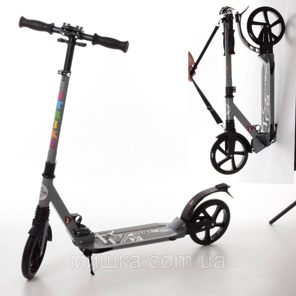 Двоколісний самокат SR 2-018-2, складаний, з амортизатором і підніжкою, сірий, фото 1