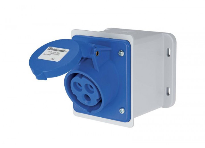 Розетка настінна EC692521D, IP44 (32A, 240V, 2P+PE) Elettrocanali (з нахилом 10°)