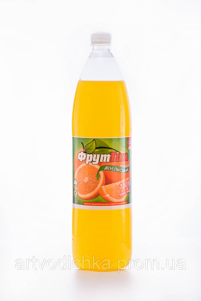 Напиток безалкогольный сильногазированный "ФрутТим" Апельсин 1,5л, на основе артезианской воды