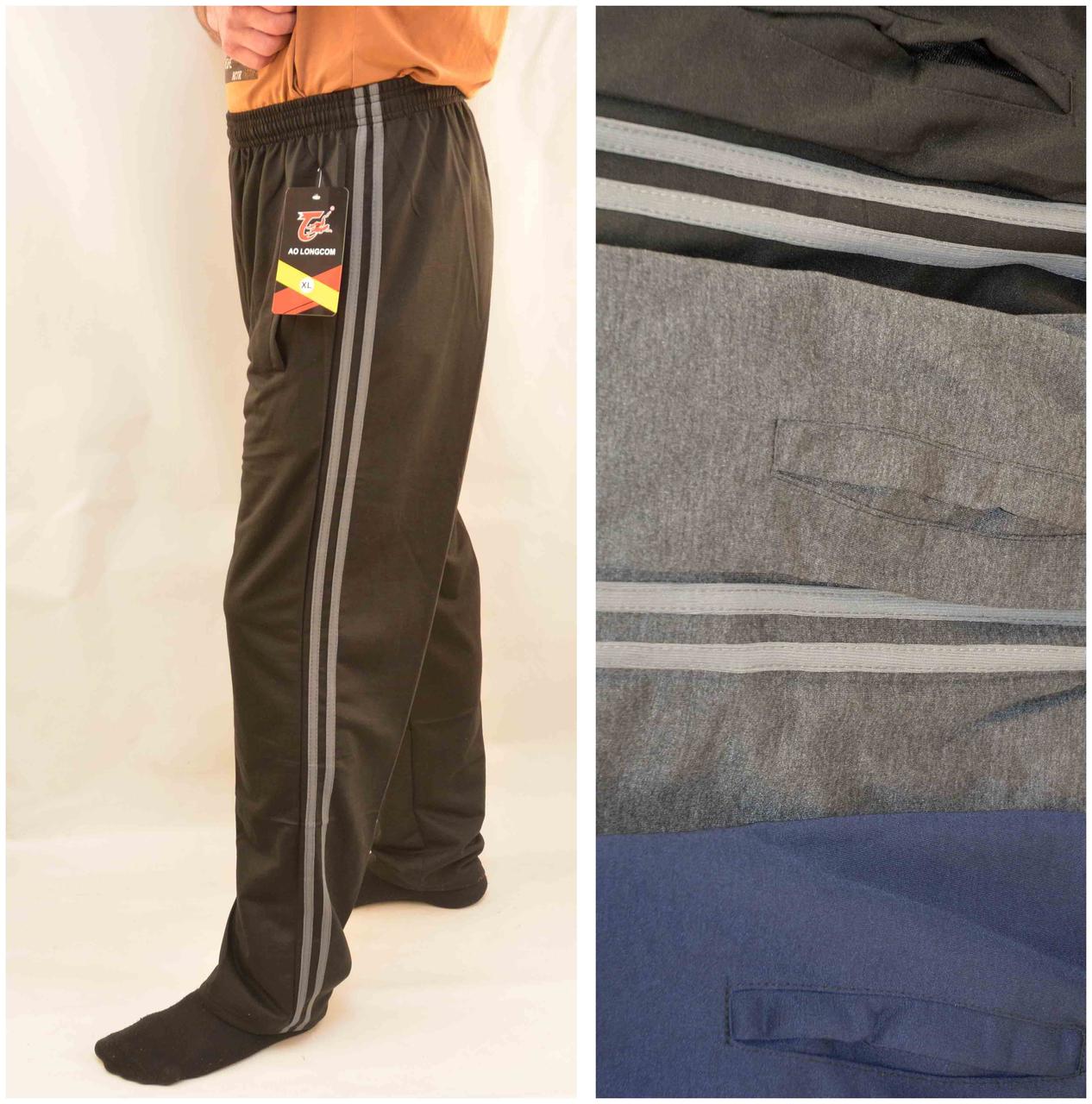 Штани спортивні чоловічі трикотажні зі смужками XL — 5XL Штани повсякденні Ao Longcom Чорний колір