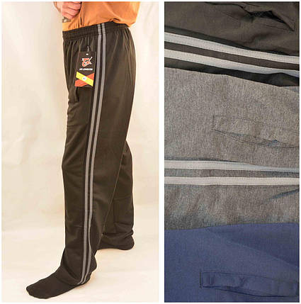 Штани спортивні чоловічі трикотажні зі смужками XL — 5XL Штани повсякденні Ao Longcom Чорний колір, фото 1