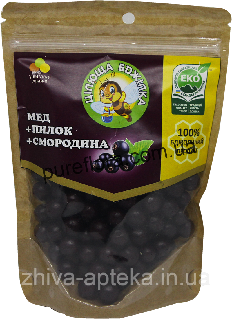 Мед+квітковий пилок+Журавлина (драже) 150грамм Цілюща бджілка