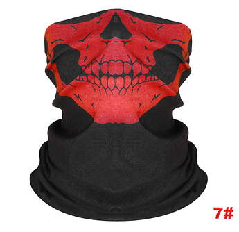 Бафф з черепом червоним. Маска skull. Універсальна маска, шарф, бандана. Баф на обличчя шию і голову. Принт_7#