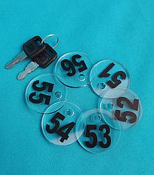 Прозорий акриловий номерок на ключі круглий 40 мм