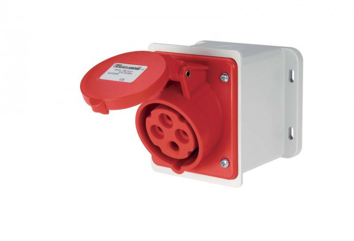 Розетка настінна EC690581D, IP44 (32A, 415V, 3P+N+PE) Elettrocanali (з нахилом 10°)