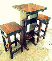 Садовая мебель из массива дерева 550*550 от производителя для дачи, ресторанов, комплект Furniture set - 02