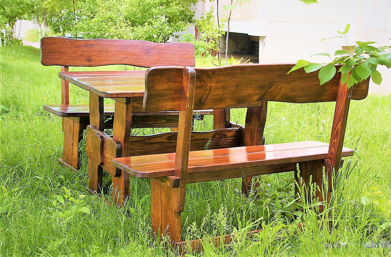 Садовая мебель из массива дерева 1200х800 от производителя для дачи, кафе, комплект Furniture set - 03, фото 1