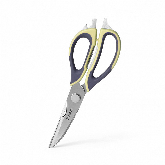 Кухонні ножиці багатофункціональні 23х8х1.5см з нержавіючої сталі Fissman Жовтий, фото 1