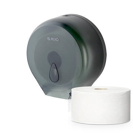 Диспенсер туалетного паперу в стандартних і джамбо рулонах Rixo Maggio P002TB настінний пластиковий чорний, фото 2