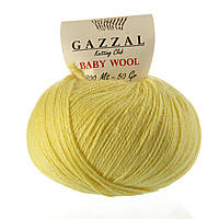 Пряжа Gazzal Baby Wool 833 (Газзал Беби Вул) Шерсть Акрил Желтый