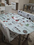 Розкладний обідній кухонний комплект овальний стіл і стільці "Чайнички" ДСП гартоване скло 75*130 Лотос-М, фото 2