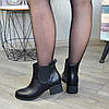 Черевики челсі жіночі шкіряні на стійкому каблуці, фото 4