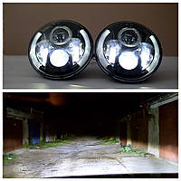 Оптика передня 7" фари ваз ніва 2121 тюнінг (напівмісяць)