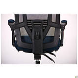 Крісло офісне Art темно-синя сітка з підголівником механізм Релакс підставкою для ніг, фото 8