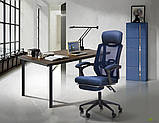 Крісло офісне Art темно-синя сітка з підголівником механізм Релакс підставкою для ніг, фото 9