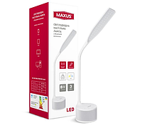 Настольная лампа MAXUS DKL 8W (звук, USB, димминг, температура) белая