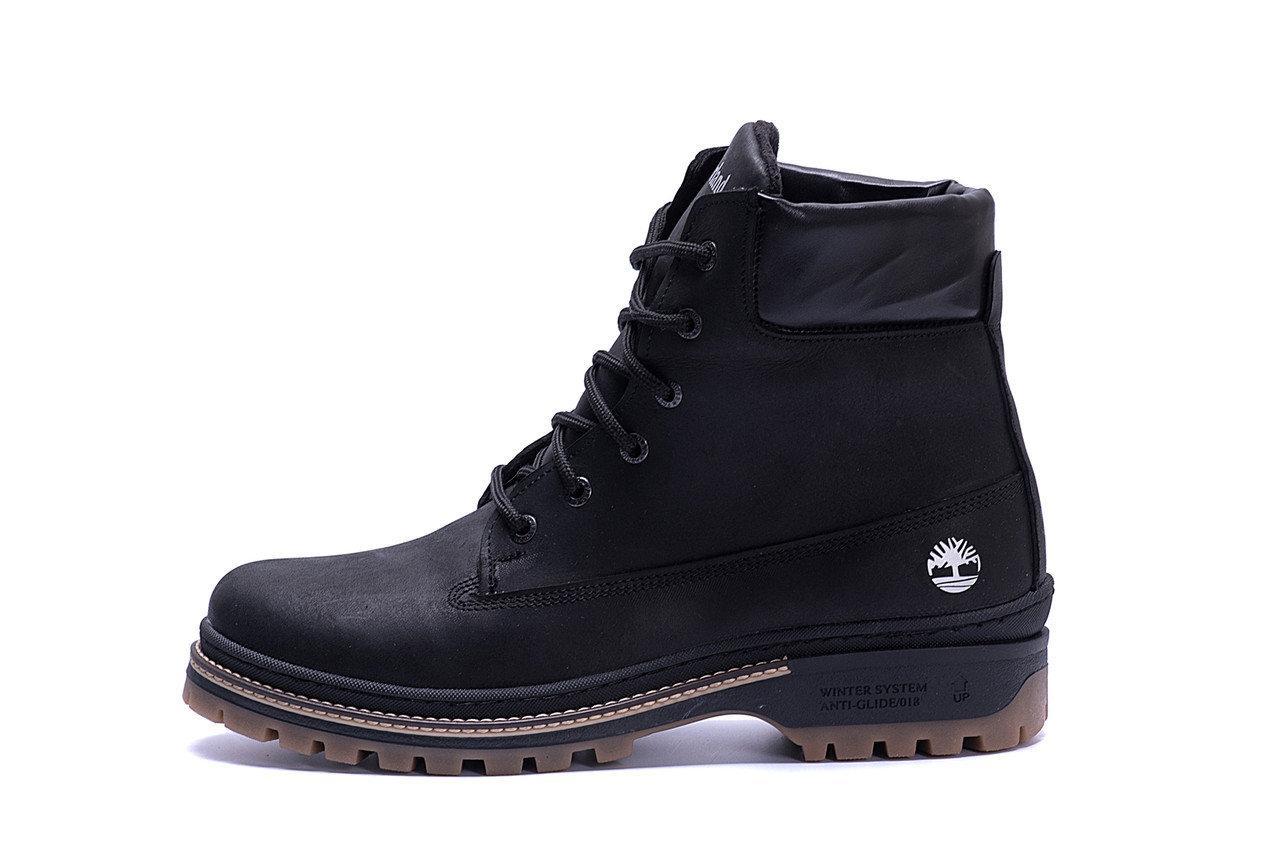 Чоловічі зимові шкіряні черевики Timberland Crazy Shoes black чорні
