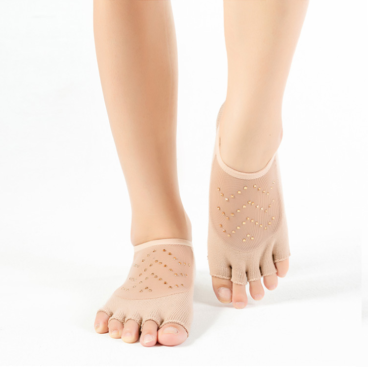 Красиві Шкарпетки для Йоги Coco Lauderly з Сіточкою і Камінцями, 4 Моделі