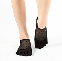 Красиві Шкарпетки для Йоги Coco Lauderly з Сіточкою і Камінцями чорні з закритими пальчиками