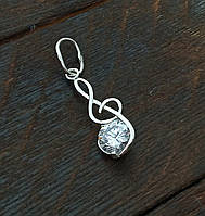 Подвеска серебряная Скрипичный Ключ Нота с камнем