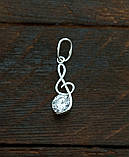 Підвіска срібна Скрипковий Ключ Нота з каменем, фото 2