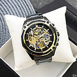 Чоловічий годинник Forsining 8130 Black-Gold-Black, фото 3