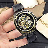 Чоловічий годинник Forsining 8130 Black-Gold-Black, фото 5