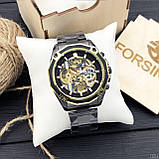 Чоловічий годинник Forsining 8130 Black-Gold-Black, фото 7
