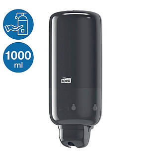 Дозатор роздавач рідкого мила миючого шампуню максі 1000 мл чорний TORK 560008 ударостійкий настінний, фото 1