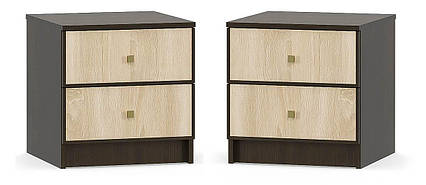 Тумби приліжкові Фантазія (комплект 2 шт) венге темний + дуб самоа Меблі Сервіс (45х44.3х46.4 см)